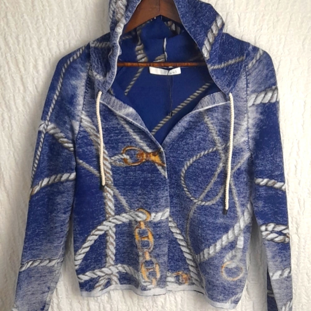 OUI Women Cardigan Sweater Size 4 Blue